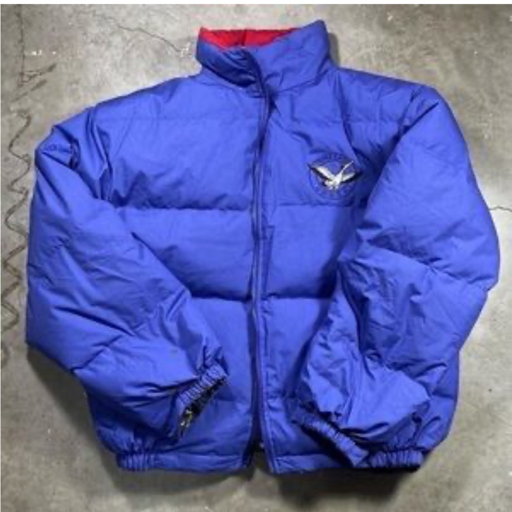 Vintage Triple F.A.T. Goose Down Filled Puffer Jacket Blue Ski Snowboard Winter